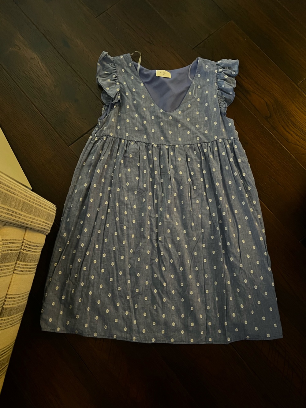 Out of sight babydoll chambray dot dress